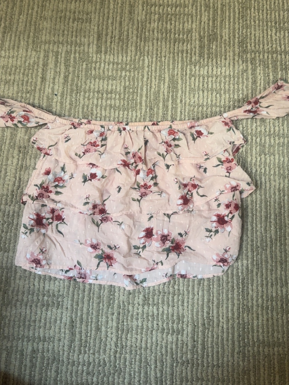 American Eagle Outfitters Pink Floral Off-Shoulder Top